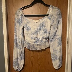 Chic Blue and White Women's Blouse